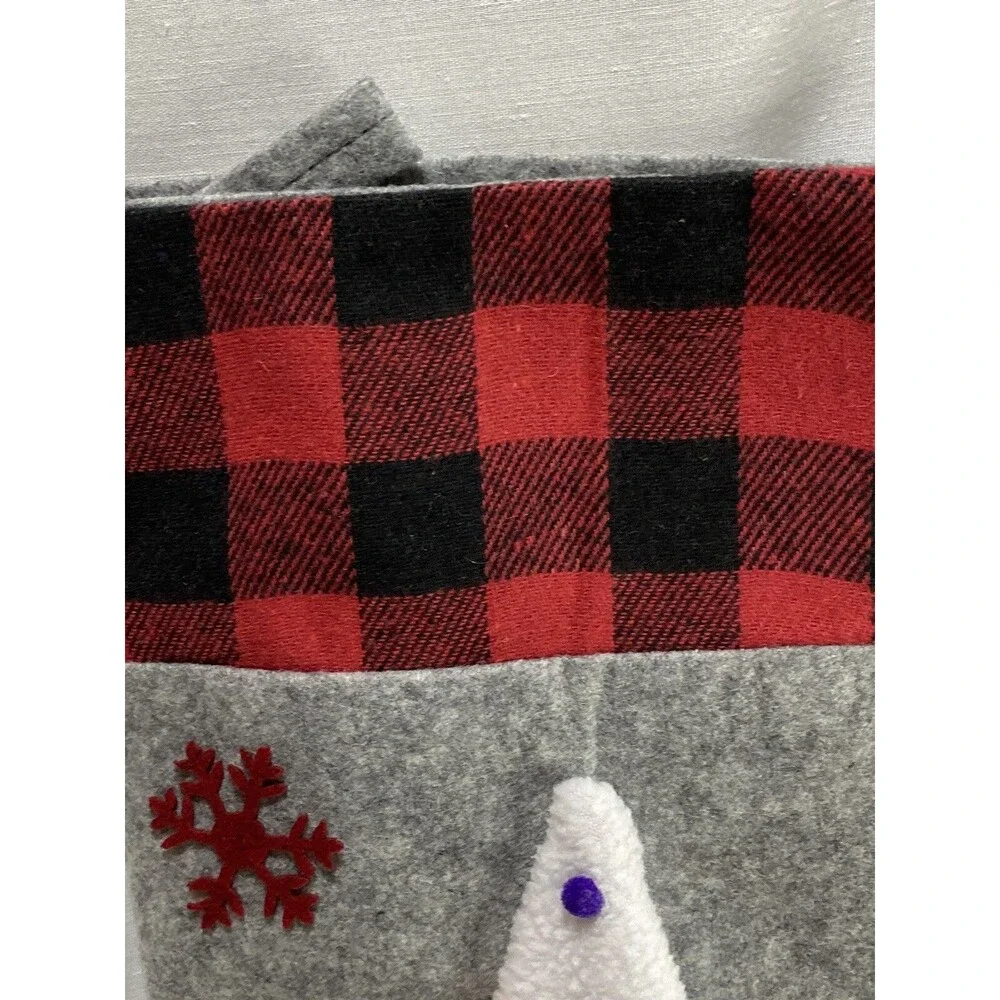Christmas Stocking 3D Gnome Gingerbread & Plaid Cuff Xmas Decorations Candy bag